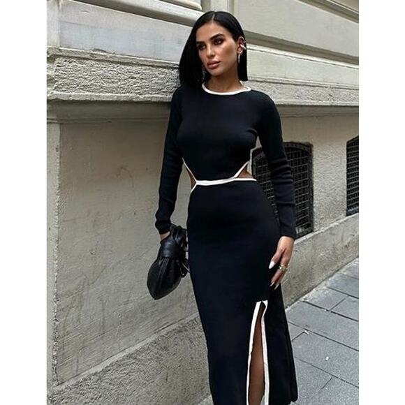 RARE!!! MANGO Contrast Piping Knit Dress NWT - Picture 2 of 16